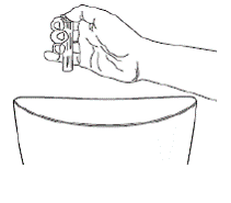 Carefully throw away the top of the ampule into a safe container. - Illustration