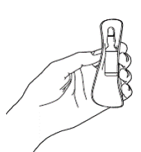 With the other hand, wrap the included rubber pad around the entire ampule. - Illustration