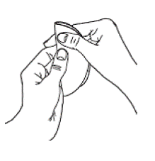 Using your thumbs, break open the neck of the ampule by snapping the top towards you and then carefully dispose of the top of the ampule into a sharps bin. - Illustration