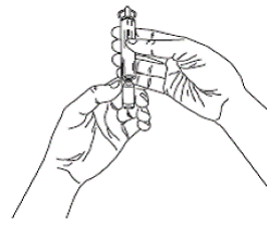Gently break open the neck of the ampule by levering away from the dot on the Ventavis ampule to snap off the ampule lid. - Illustration