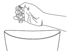 Carefully dispose of the top of the ampule into a sharps bin or appropriate storage container. - Illustration