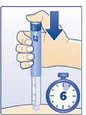 Keep needle pointing up and press dose button until 0 mg lines up with pointer - Illustration