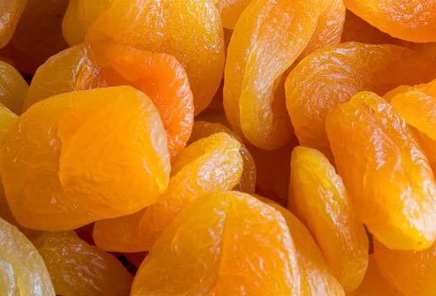 Dried apricots, bananas, and dairy products supply the mineral potassium.