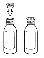 Insert the bottle adaptor by pressing it into the bottle neck and make sure it is secure - Illustration