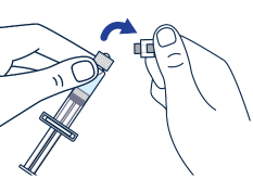 Gently bend to snap off the cap from the prefilled diluent
syringe - Illustration