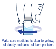 Make sure medicine is clear to yellow, not cloudy and does not have particles - Illustration
