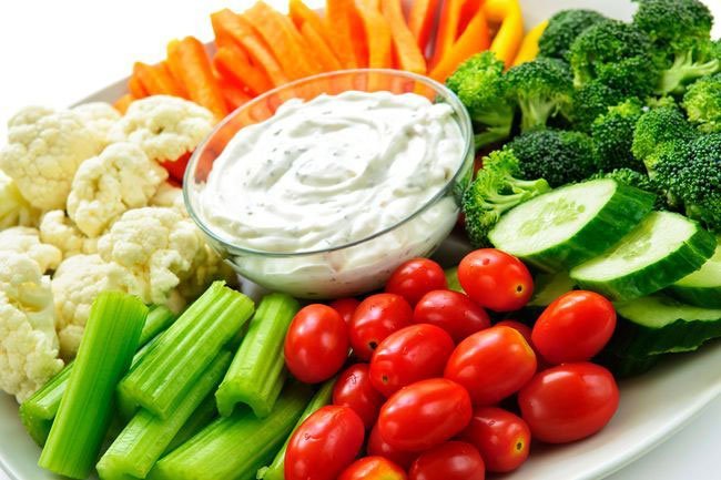Crudité platters are great to snack on if you don't have time or energy to cook.