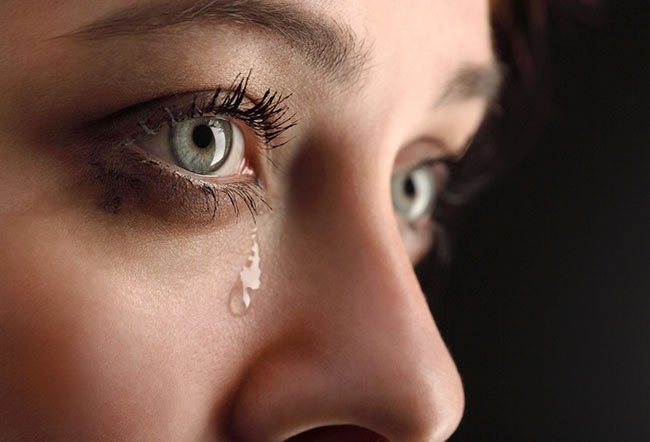 Tears are present in the eyes from birth and throughout life