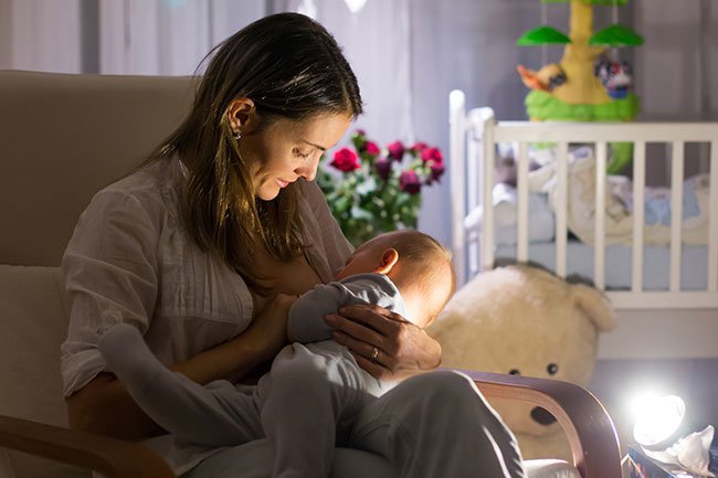 Your baby will get up to eat every few hours at night.