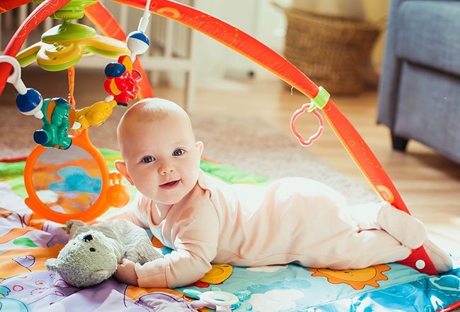 Growth at four months is so intense that babies often regress in other areas. At four months old, babies advance developmentally in gross motor skills, fine motor skills, communication and hearing, problem solving, learning, understanding, socially and emotionally. 