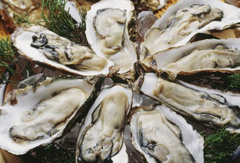 Photo of raw oysters.
