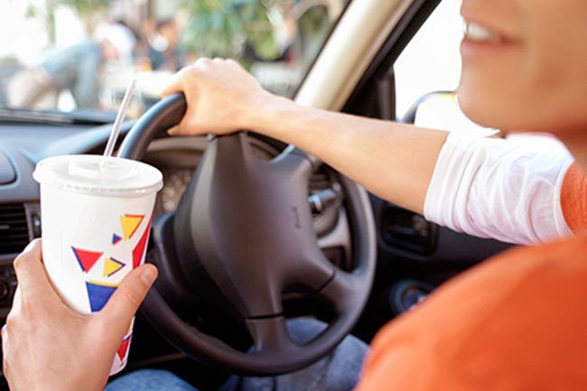 A large soda at a typical fast-food place is about 32 ounces and has about 270 calories.