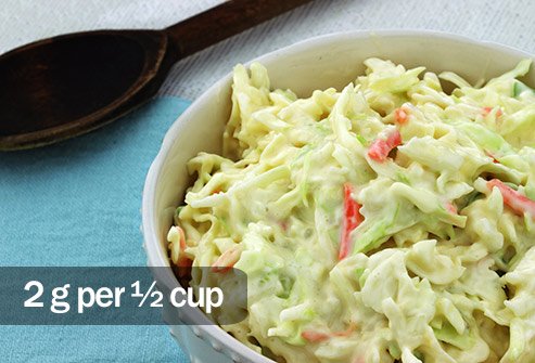 Traditional cole slaw made with mayonnaise has more saturated fat than bacon.