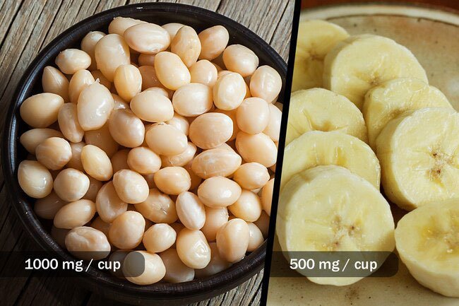 Beans have quite a bit of potassium, especially lima beans.