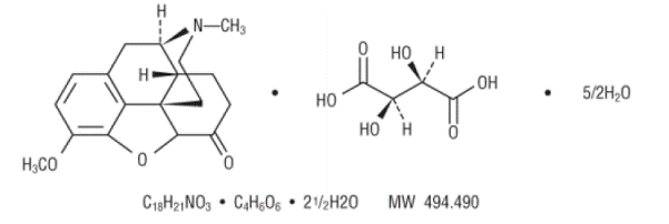 Hydrocodone Bitartrate Structural Formula  - Illustration