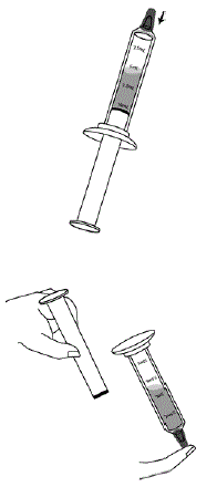 Place the syringe cap over the tip of the syringe - Illustration