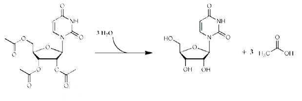 Uridine Triacetate Conversion to Uridine Structural Formula Illustration