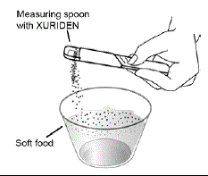 Sprinkle the XURIDEN onto the soft food - Illustration