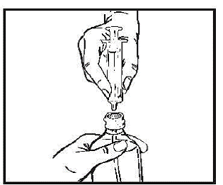 Figure F shows an example of drawing up a XYREM dose of 2.25 g. Figure G shows an example if an air space forms when
drawing up the dose. - Illustration