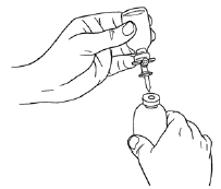 Carefully remove the blister package from the transfer set by holding at the rim, and pulling vertically upwards. Make sure that you only pull away the blister package and not the transfer set - Illustration