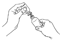 Place the ZEMAIRA vial on an even and firm surface. Invert the Sterile Water for Injection vial with the transfer set attached and vertically pierce the ZEMAIRA vial with the clear tip of the transfer set - Illustration