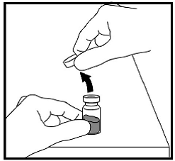 Remove the hard plastic cap of the growth hormone vial - Illustration