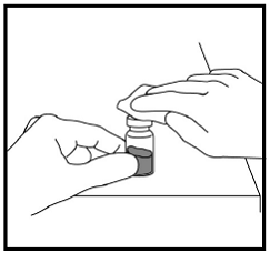 Clean the top of the growth hormone vial with an alcohol swab. Do not touch the rubber stopper after cleaning - Illustration