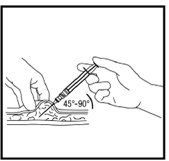 Slowly push down plunger all the way until the syringe is completely empty - Illustration
