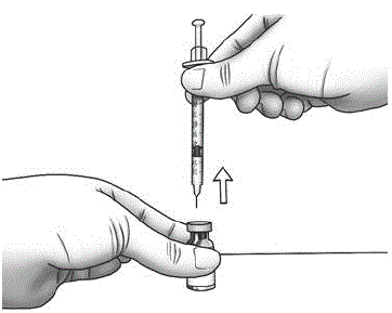 Turn the Zorbtive® vial upright and pull the syringe straight out of the vial’s rubber stopper - Illustration