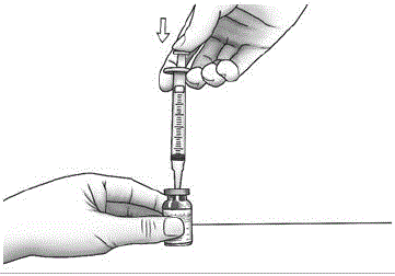 Slowly push the plunger all the way
in to inject the air into the diluent
vial. - Illustration