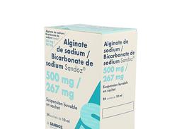 Alginate/bicarb sodium sdz 500 mg/267 mg suspension buvable boîte de 24 sachets de 10 ml