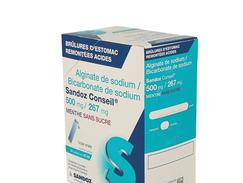 Alginate/bicar sodium sdz cons 500 mg/267 mg suspension buvable boîte de 24 sachets de 10 ml