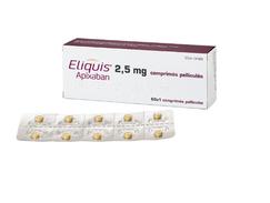 Eliquis 2,5 mg, comprimé pelliculé, boîte de 60 plaquettes prédécoupées de 1