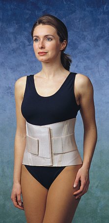 A variant of a semi-rigid lumbosacral brace, which helps in the treatment of back and lower back pain associated with spondylosis of the spine.
